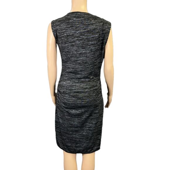 RD Style Womens Sheath Dress Pullover Faux Wrap Tulip Hem Black Gray Medium - Picture 7 of 12